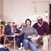 Romare Bearden, Andre Thibault/Teabo and Russell Goings in Bearden's art studio